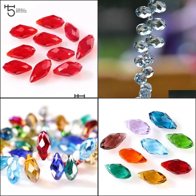 6x12mm clear oval faceted czech crystal beads with hole briolette teardrop of transparent glass beads for jewelry making diy