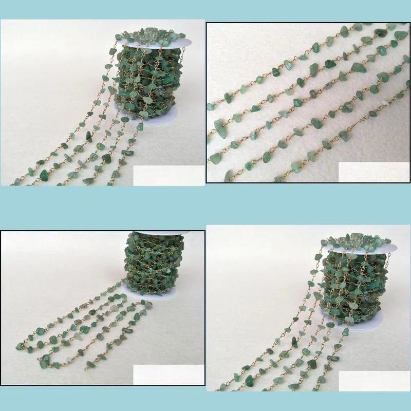 natural green stone crystal chips jewelry finding necklace chains gold color diy necklace bangle jewelry making lz25