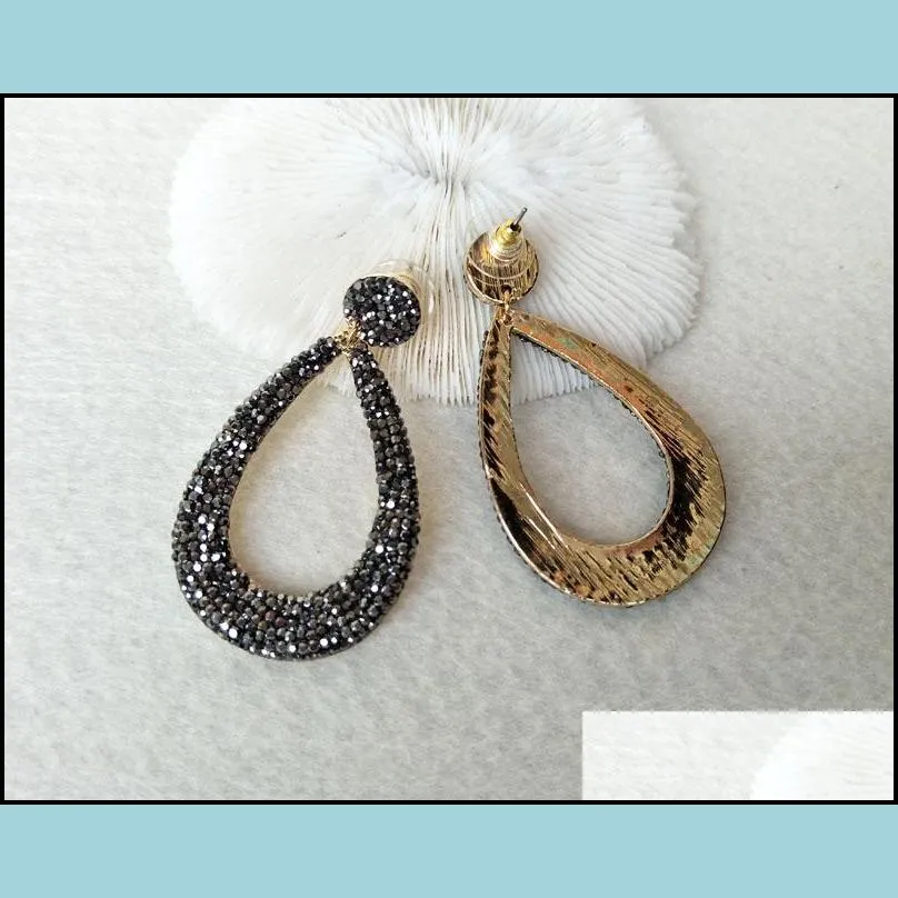 handmade fashion water drop earrings paved rhinestone crystal charm dangle earrings finding jewelry for women er456