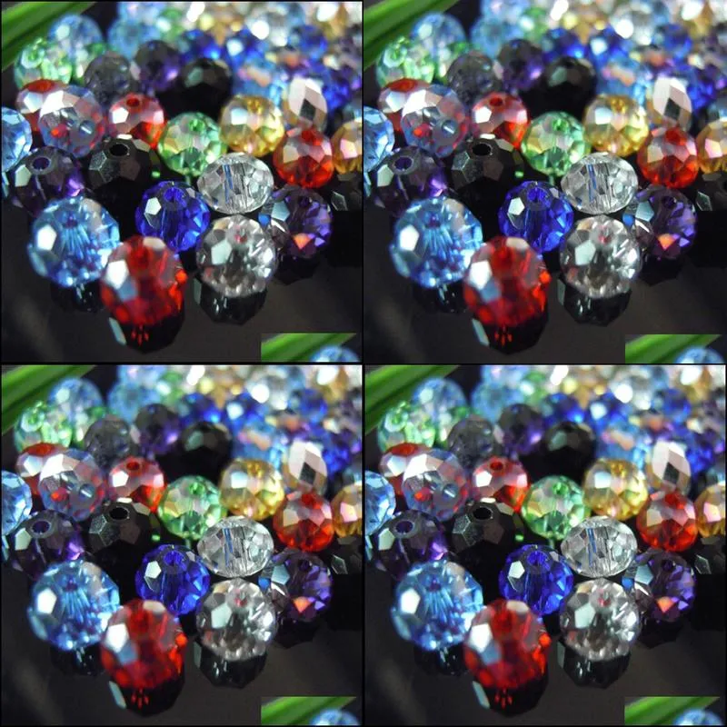 mixed colors 4x6mm 50pcs rondelle austria faceted crystal glass beads loose spacer round beads for jewelry making