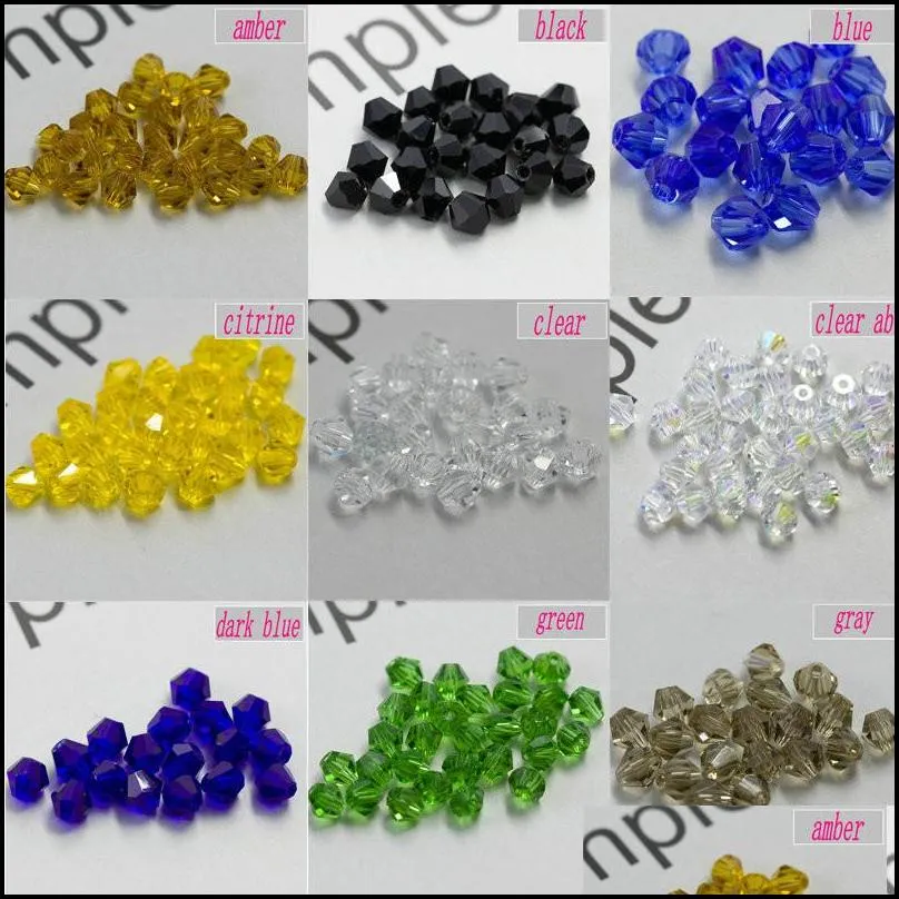 100pcs colorful 4mm bicone crystal beads glass beads loose spacer beads bracelet jewelry making accessories