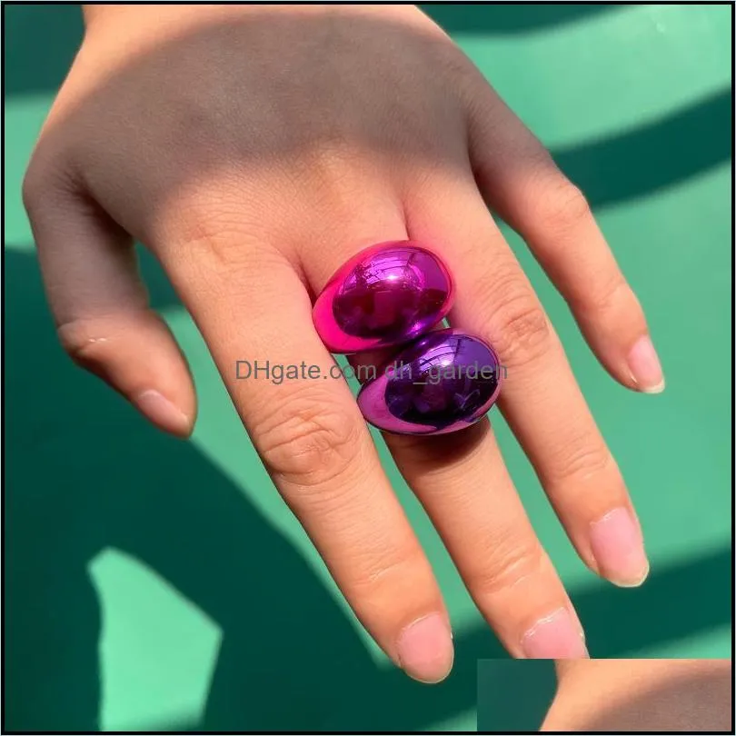cluster rings 2022 vintage colorful fluorescent laser plating geometric ring resin for women girls party jewelry giftscluster brit22