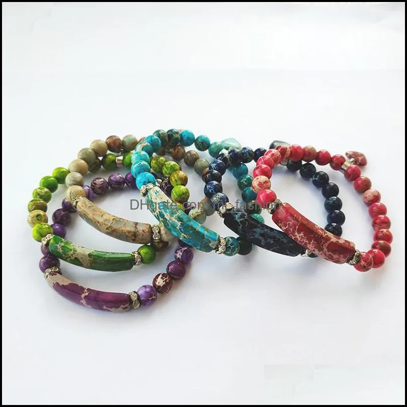 new design high quality imperial stone jewelry sea sediment imperial beads stretch energy yoga gift bracelets bg293