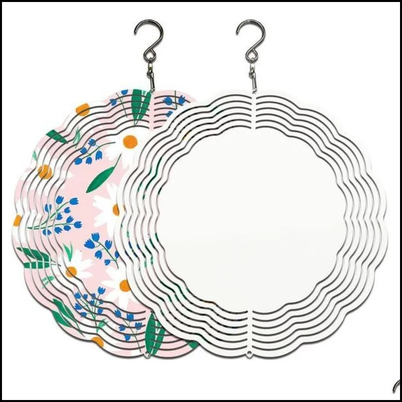 8 inch blank sublimation wind spinner christmas decorations metal painting metal ornament double sides diy party supplies