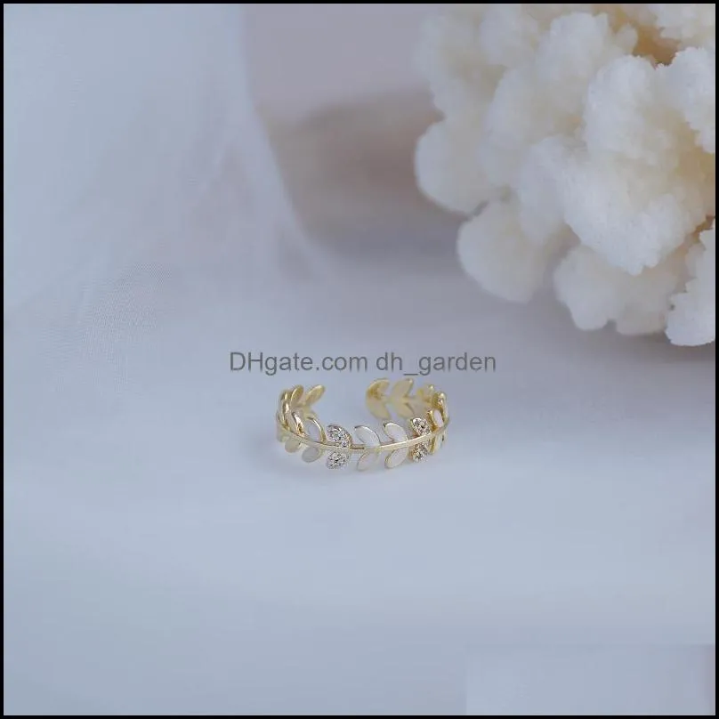 cluster rings south koreas design fashion jewelry exquisite copper inlaid zircon leaf wheat ear opal flower elegant female open