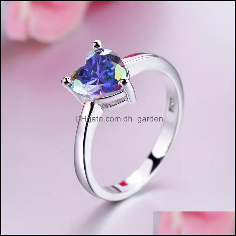 cluster rings cellacity fashion silver 925 jewelry charms for women heart shaped topaz colors gemstone female dating gift wholesalecluster