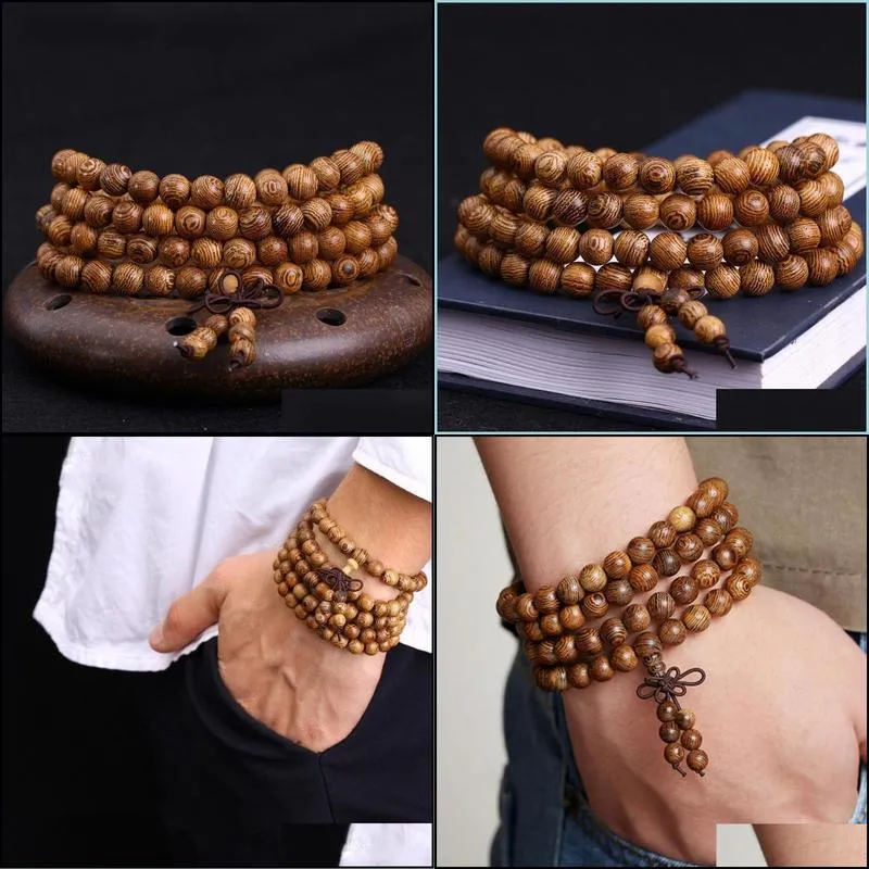 108 x0 8cm prayer beads tibetan buddhist mala buddha bracelet rosary wooden bangle jewelry