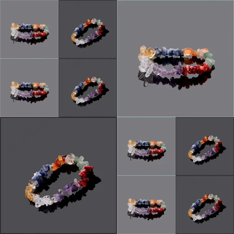 7 chakra healing crystals natural stone chips single strand women bracelets lazuli reiki bracelets for women