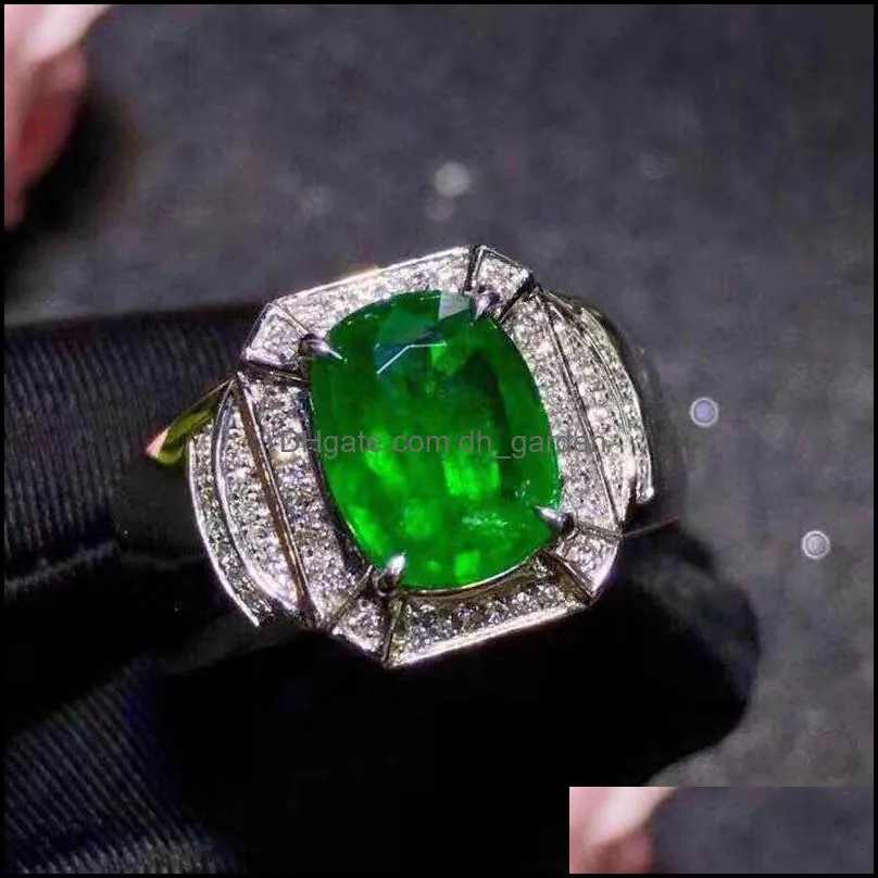 cluster rings 100 natural colombian emerald mens ring atmospheric fashion 6x8mm fine jewelry highend giftcluster brit22