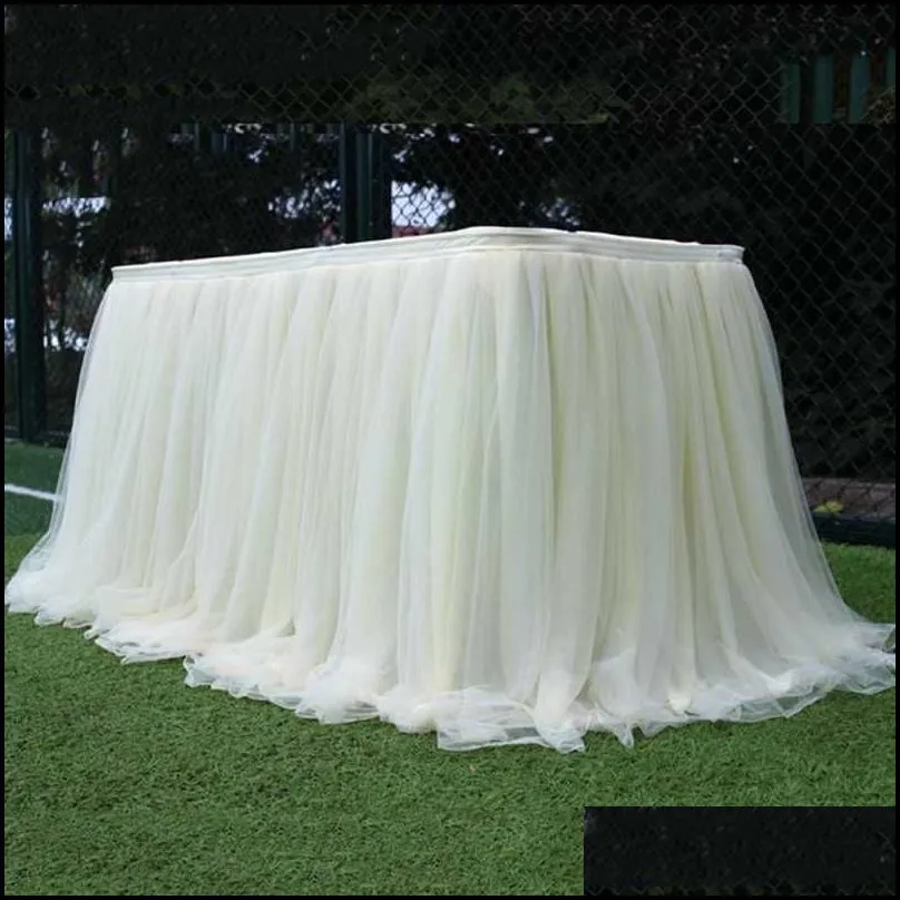 tutu tulle table skirt elastic mesh tableware tablecloth for wedding party decoration home textile accessories232t