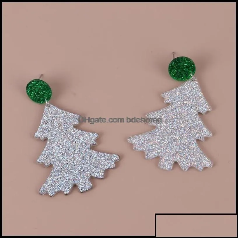 Dangle Chandelier Earrings Jewelry Fishsheep Trendy Glitter Acrylic Christmas Trees Drop For Women Cute Festive Snowman Earring Xmas