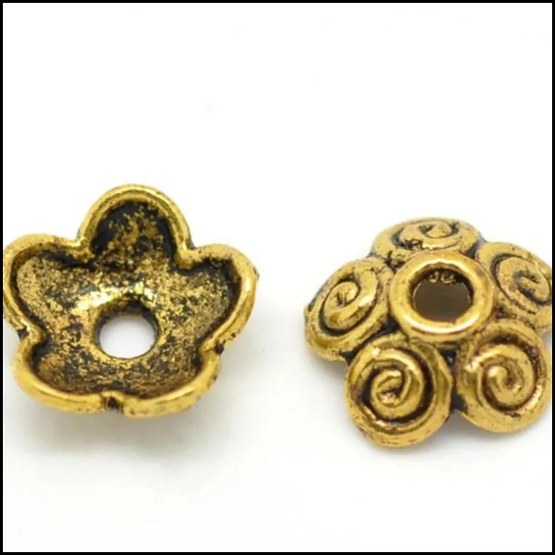 100pcs ancient gold tone flower bead caps bracelet necklace diy jewelry findings fit beads jewelry accessories 10x4mm