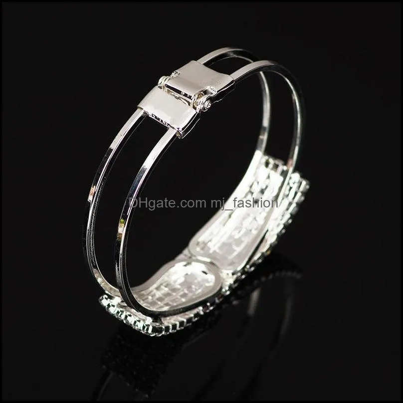 gold silver color bracelets for women crystal rhinestone bracelet bangle wedding bridal wristband pulseras
