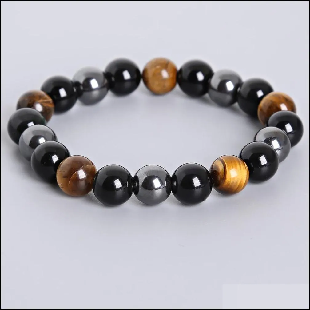 tiger eye hematite black obsidian 10mm stone bracelet jewelry for women gift men bracelet