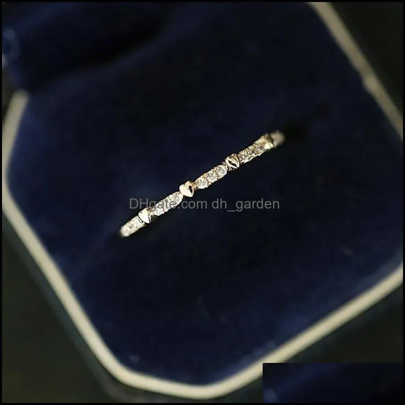 cluster rings japanese style s925 silver 14k gold ring small  zircon slim commute simple love row of drill ringcluster clustercluster