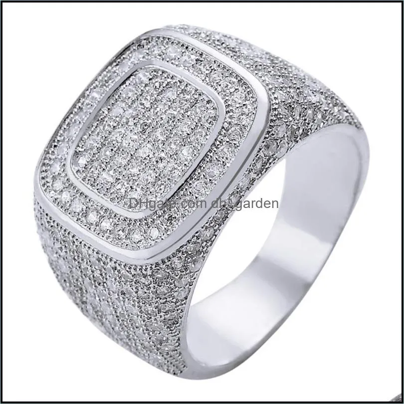 cluster rings square micro pave for men women iced out high quality cubic zirconia with jewelry box hip hop jewerly gift brit22
