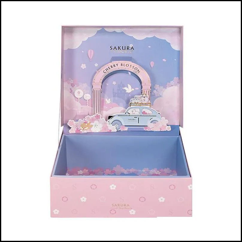 gift wrap fashion stereoscopic box pink blue 3d elk car sakura covered bronzing letters wedding party candy scarf toy paper box1