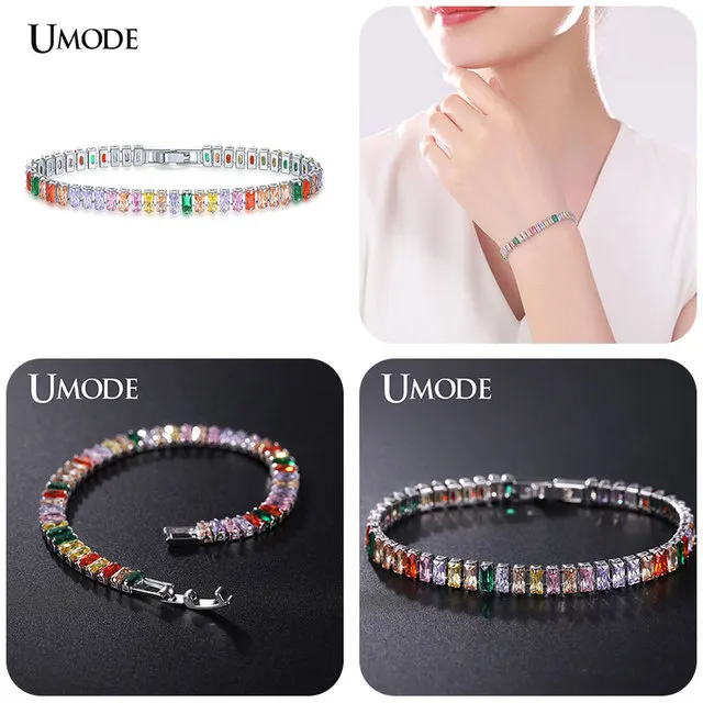 umode 2022 trendy exquisite tennis bracelet for women luxury micro inlaid multicolor crystal aaa cz strand bracelets ub0181k bracelets