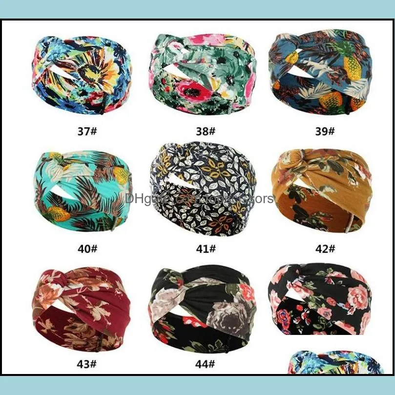 women girls bohemian hair bands print headbands vintage cross turban bandage bandanas hairbands hair accessories 10pcs