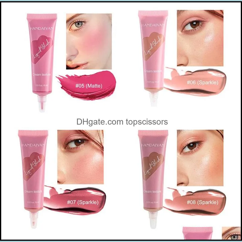 handaiyan 8 colors liquid blush long lasting natural retouching face contour makeup brightens skin blusher