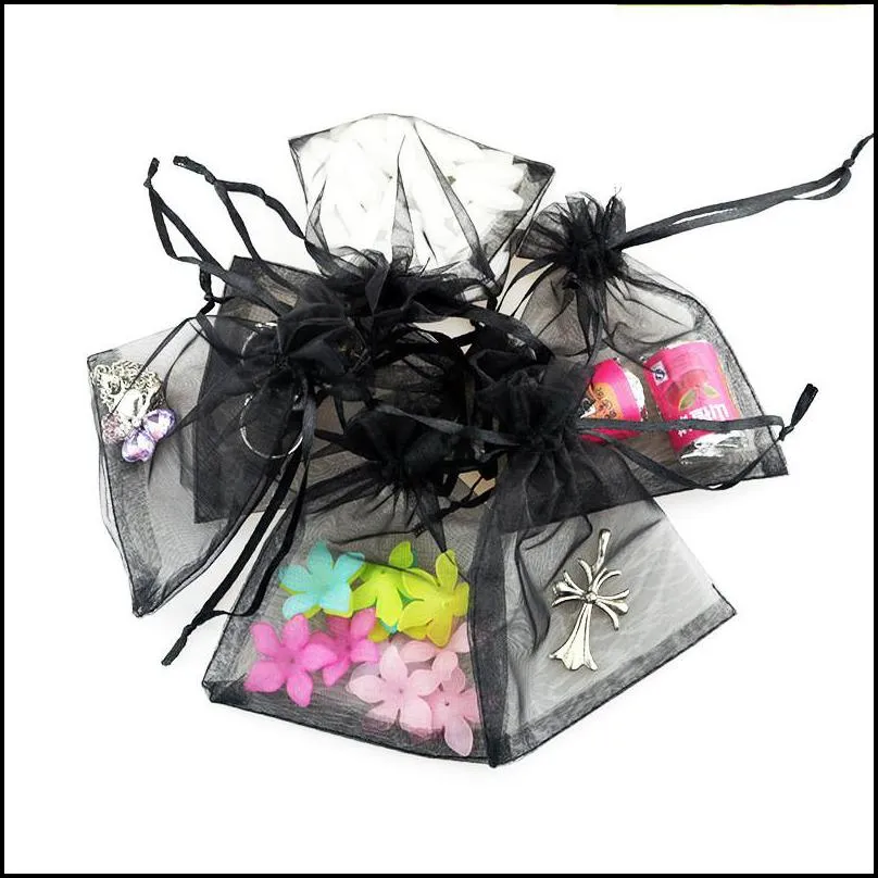 gift wrap 100pcs/lot 17x23cm black grey jewelry organza bags for wedding home party decoration candy crafts pack festive supplies1