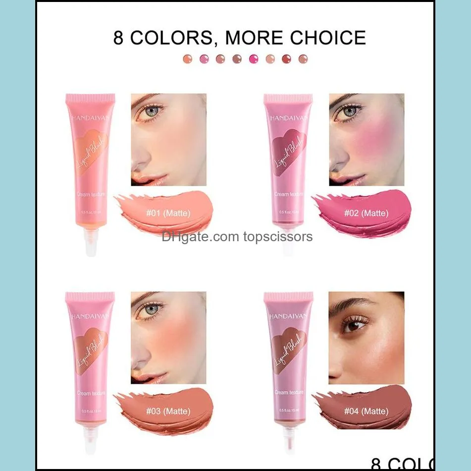 handaiyan 8 colors liquid blush long lasting natural retouching face contour makeup brightens skin blusher