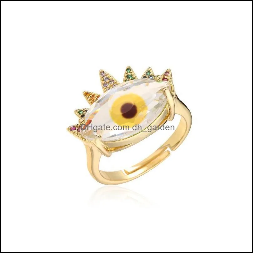 cluster rings colorful eye zircon ring for girl women adjustable stackable gold plated finger trendy party jewelrycluster brit22