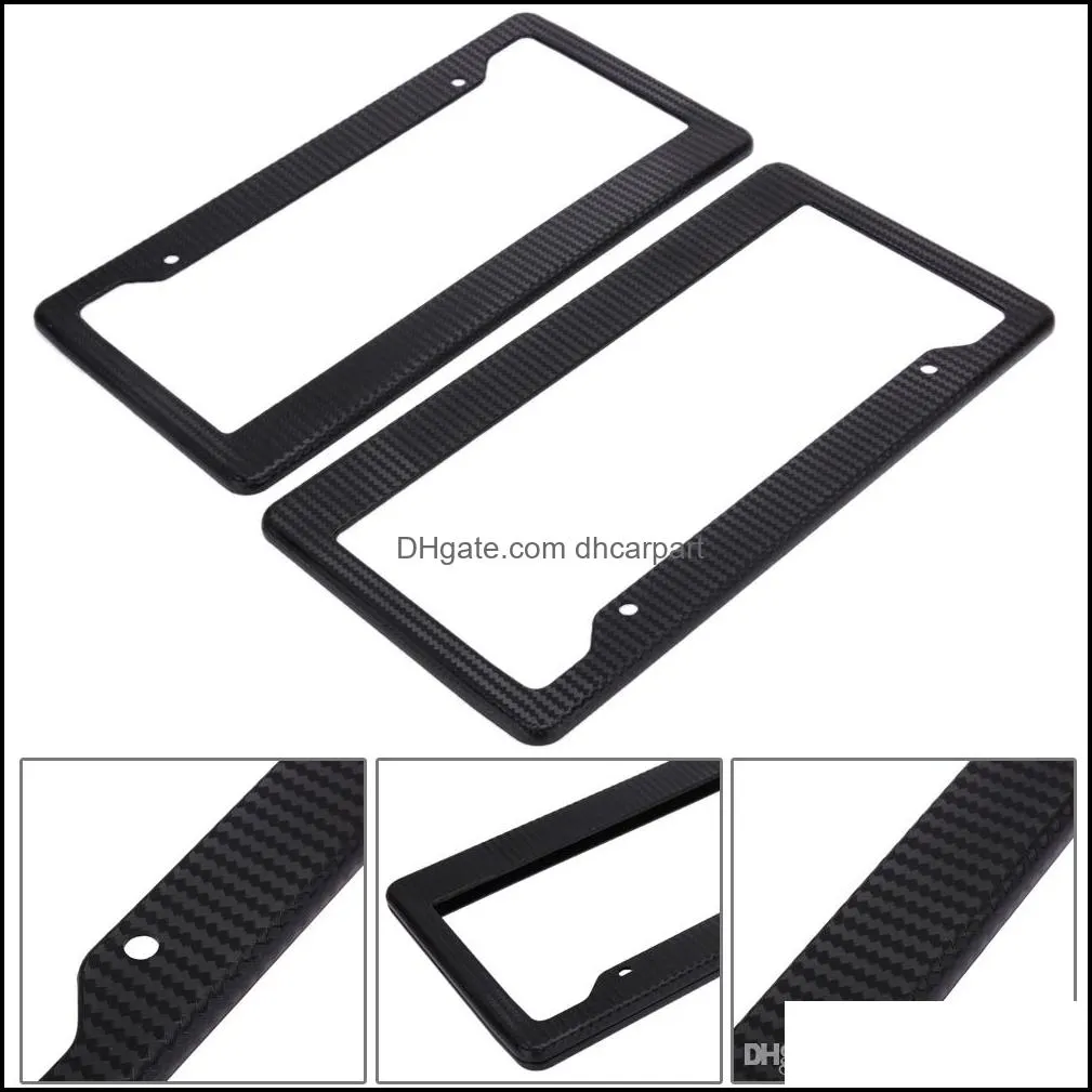 2pcs carbon car license plate frames tag covers holder for vehicles usa canada standard car styling license plate frame