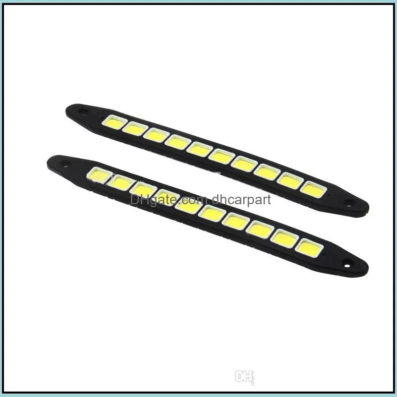 2pcs led cob lamp 12v 5w light source flexible silicone strip 10 grids car daytime running light diy car bulb cold white led strip