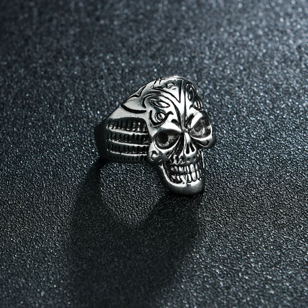 vintage link chain fist evil skull gothic men ring retro hiphop punk male rings for women party steampunk jewelry anillo hombre