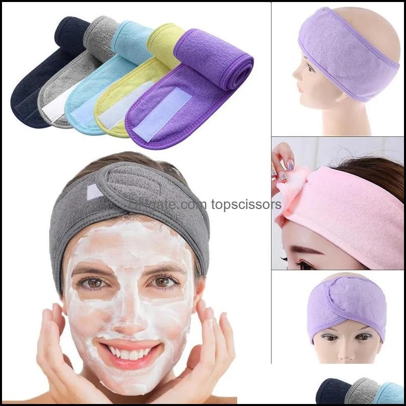 solid color sport nylon fastener tape headband adjustable soft velvet headbands hair scarf band nonslip makeup hairband 30pcs