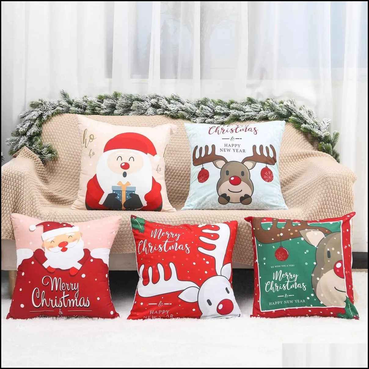 cushiondecorative pillow christmas case decorative sofa snowman santa claus cover case 45x45cm home decor 220928