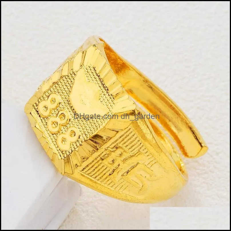 cluster rings wholesale european fashion man male party birthday wedding gift square dragon boat resizable 24kt real gold ring