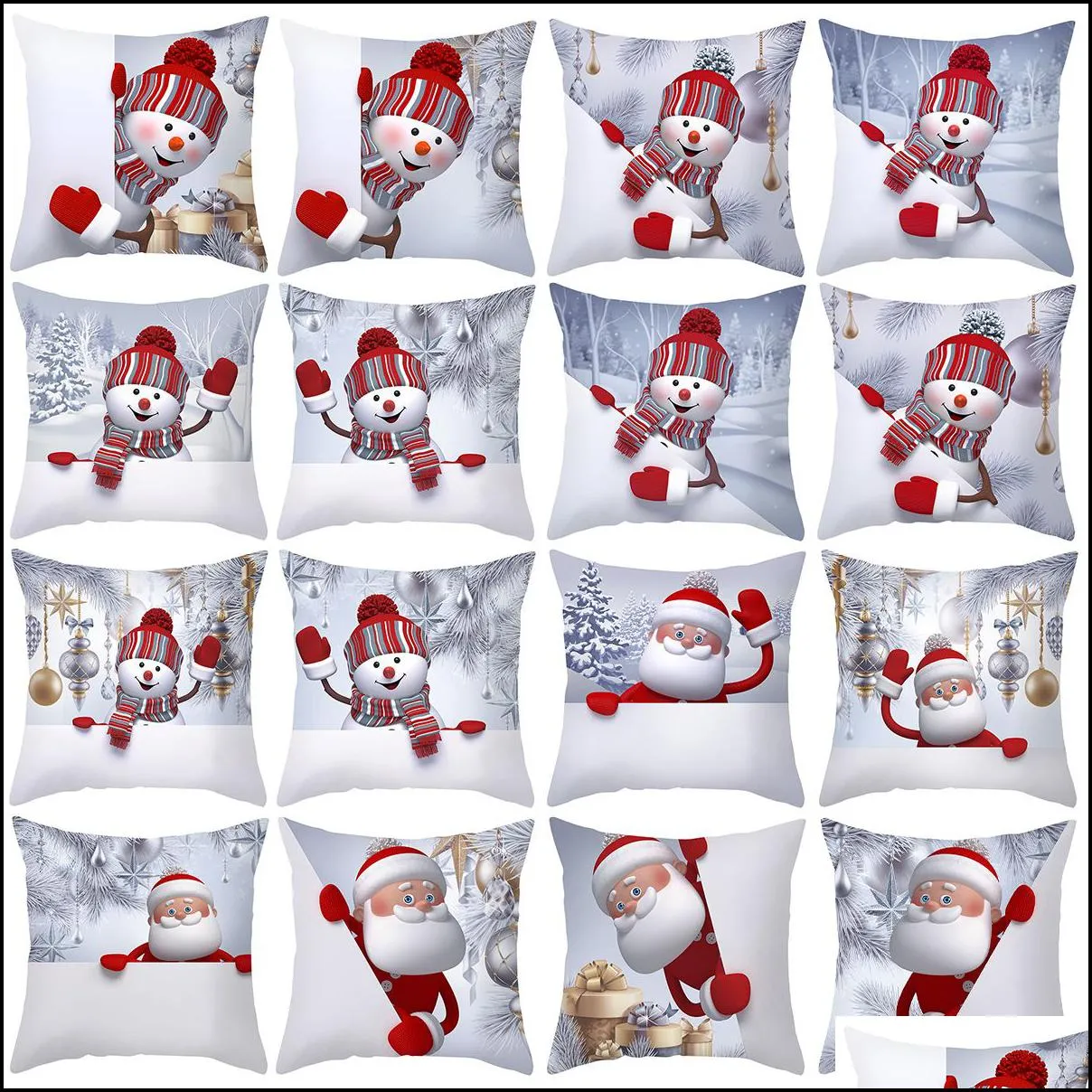 cushiondecorative pillow christmas case decorative sofa snowman santa claus cover case 45x45cm home decor 220928