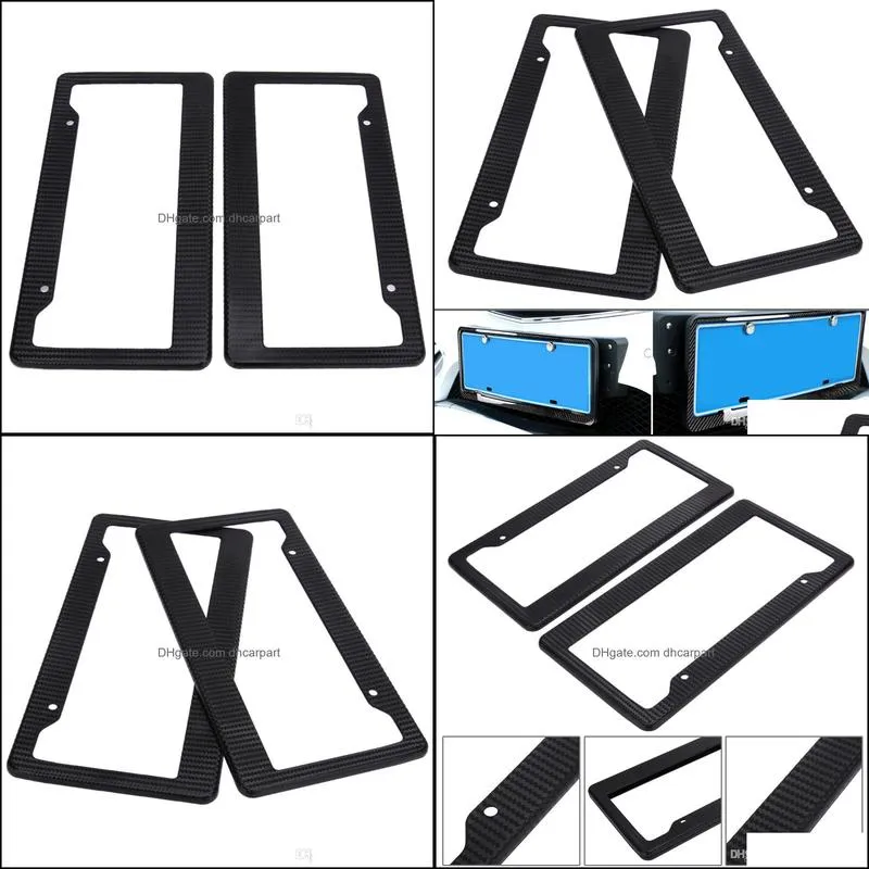 2pcs carbon car license plate frames tag covers holder for vehicles usa canada standard car styling license plate frame