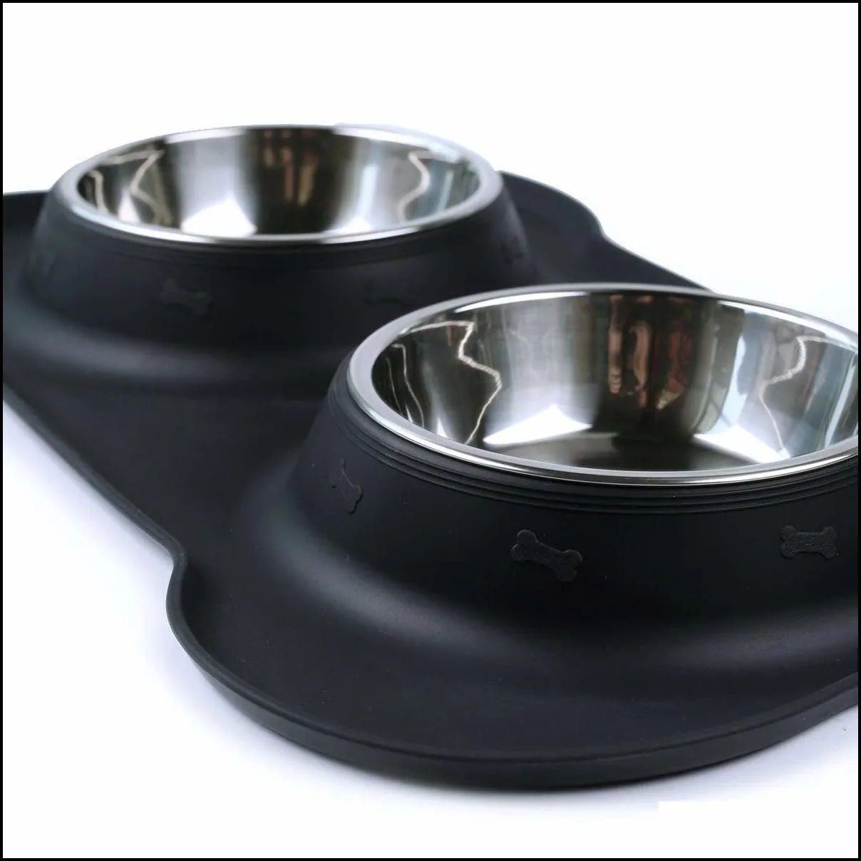 practical dog bowls stainless steel water and food feeder with non spill skid resistant silicone mat for pets puppy small medi y200922