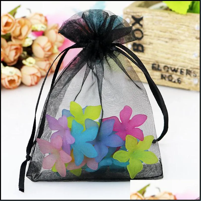 gift wrap 100pcs/lot 17x23cm black grey jewelry organza bags for wedding home party decoration candy crafts pack festive supplies1