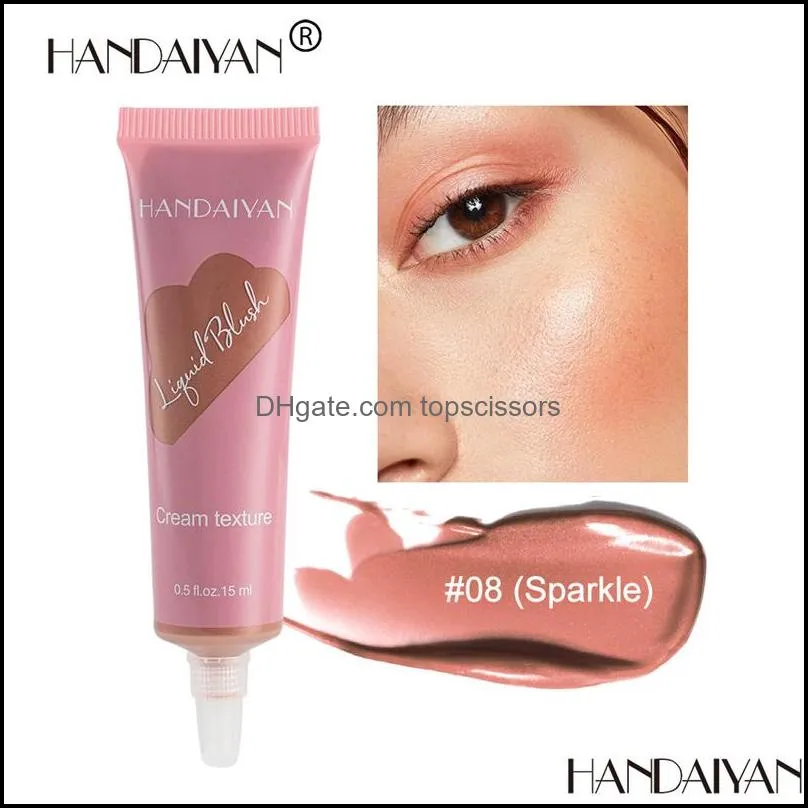 handaiyan 8 colors liquid blush long lasting natural retouching face contour makeup brightens skin blusher