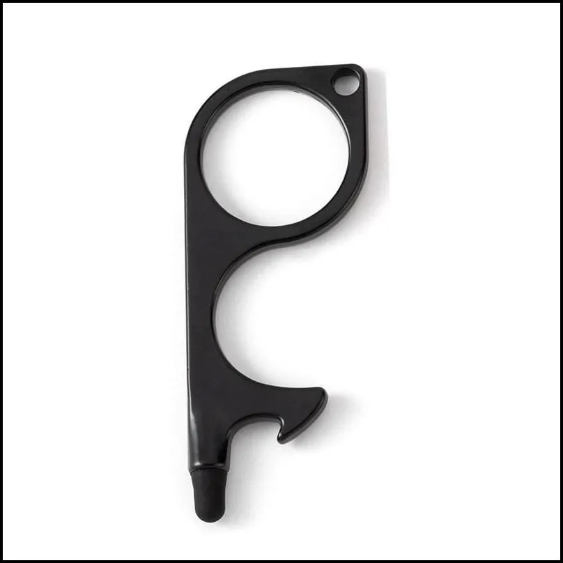 metal safety touchless door opener press elevator tool stylus key hook portable bottle openers hands tools keychain