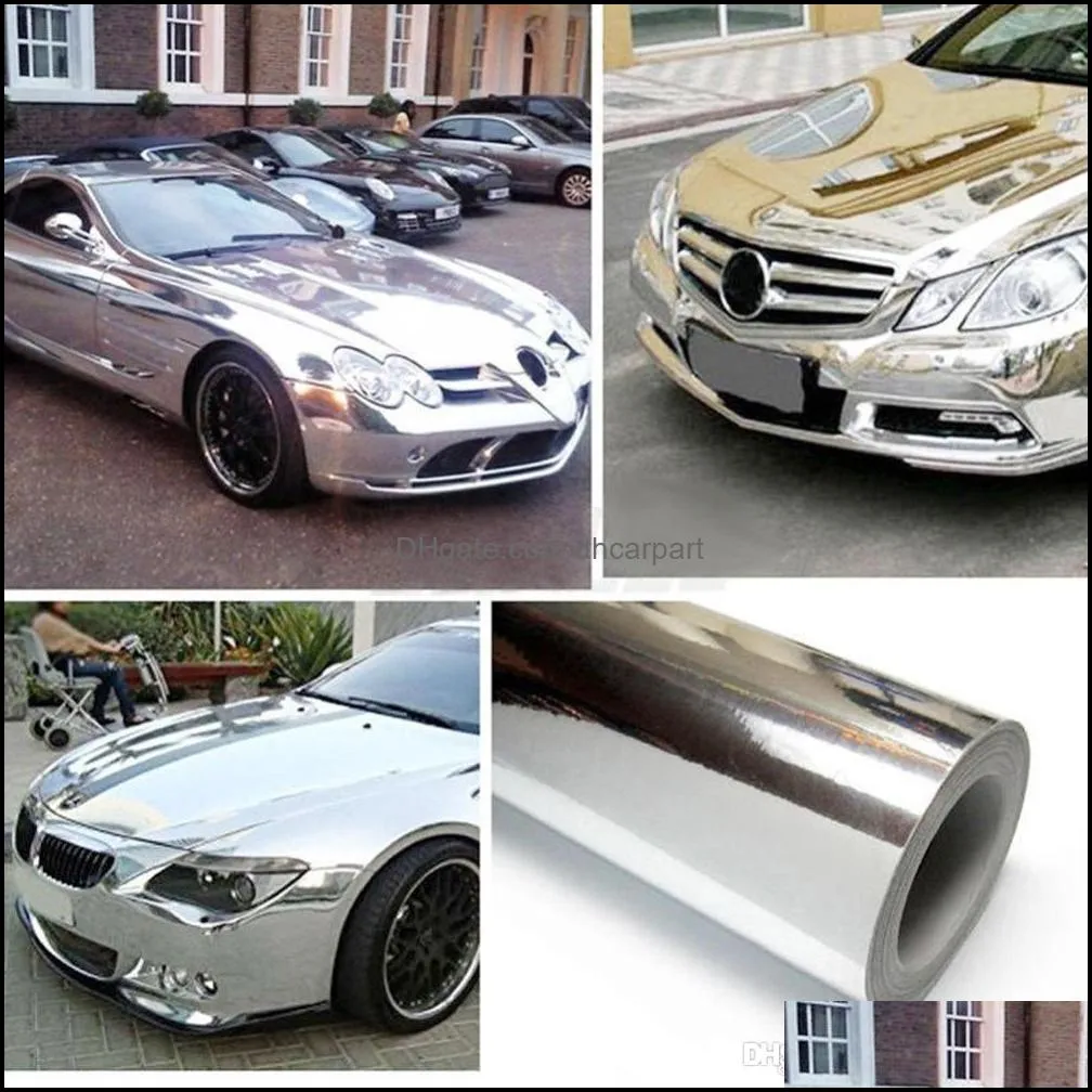 car silver chrome diy bright color vehicle film vinyl wrap car body sticker vinyl films car styling accessories personality