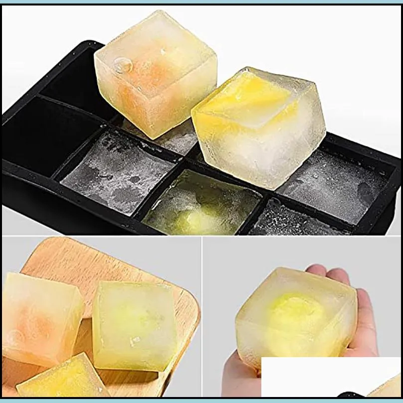 815 grid big large food grade silicone square mold diy ice maker cube tray kitchen accessories 220610