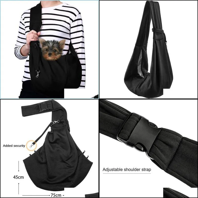 pet carrier hand sling adjustable padded strap tote bag breathable shoulder front pocket belt carrying small dog cat car seat