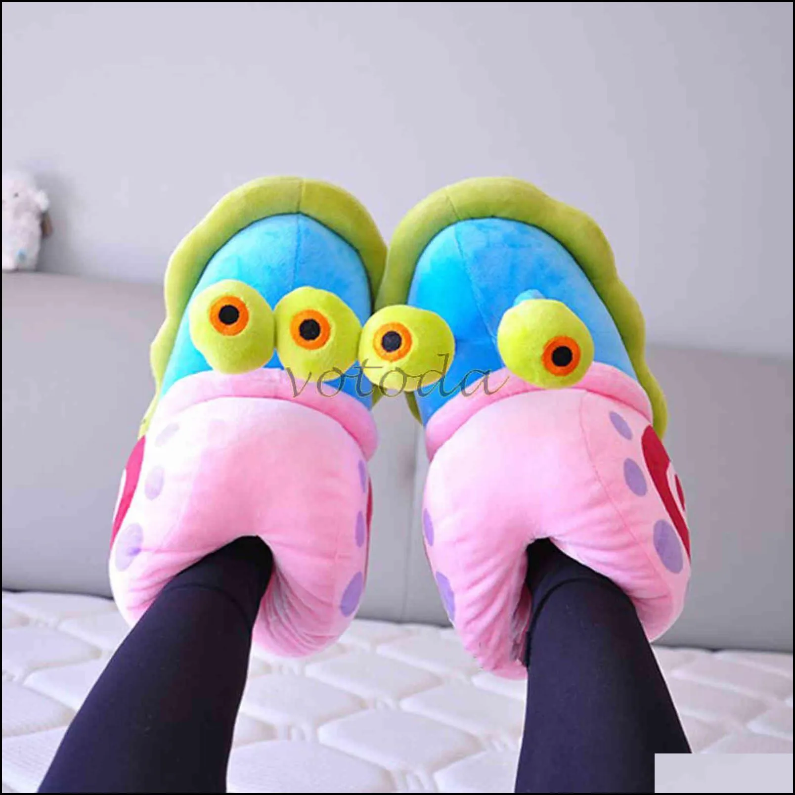 slippers home plush shoes flat slides cotton slipper flop winter cartoon women funny cute snail indoor cozy furry warm