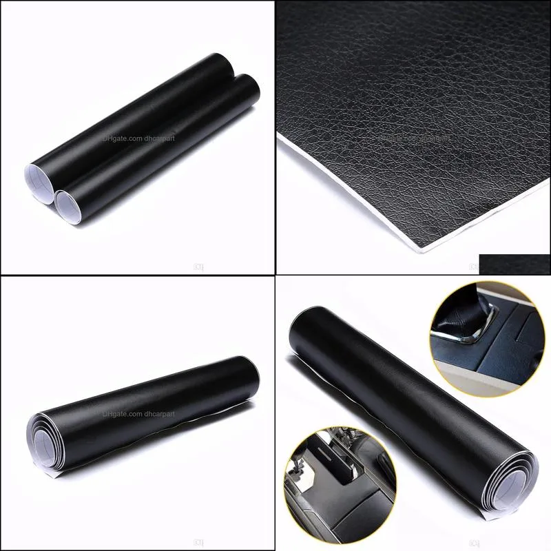 100x30cm black leather texture diy car interior dashboard sticker trim vinyl wrap sheet film pvc stickers car styling