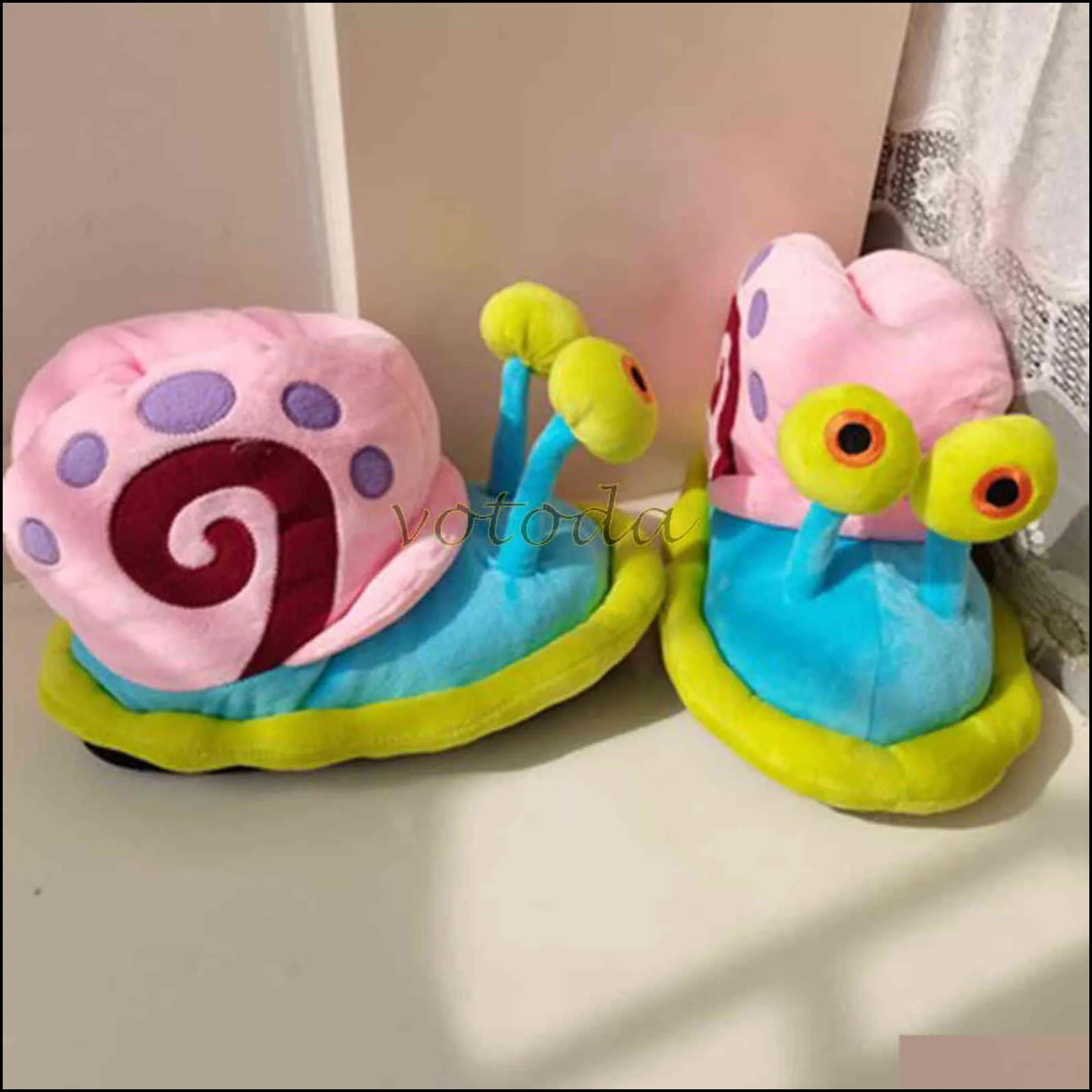 slippers home plush shoes flat slides cotton slipper flop winter cartoon women funny cute snail indoor cozy furry warm