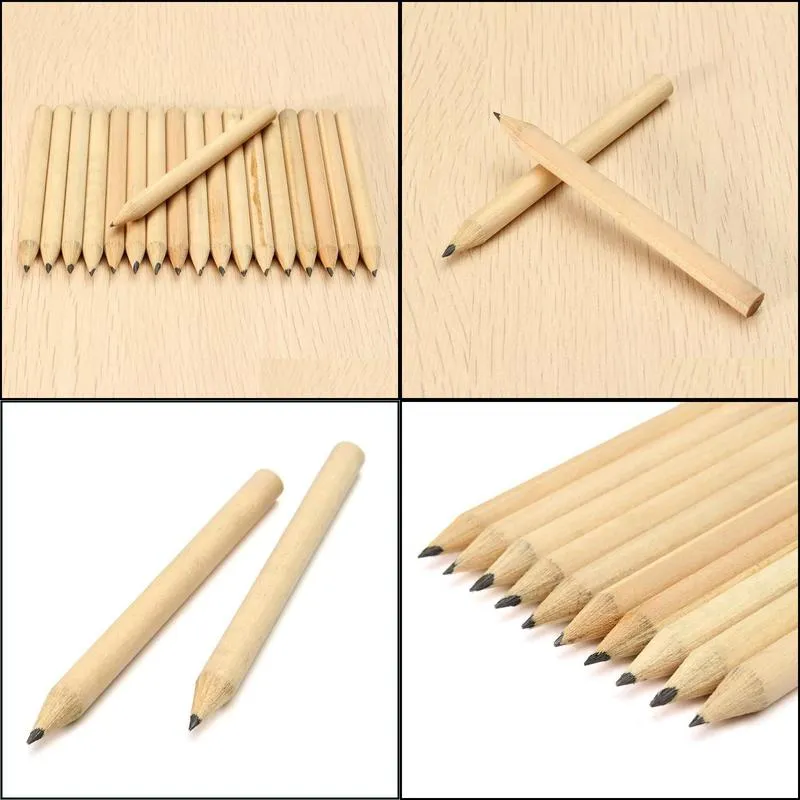 100pcs/lot mini wood hb short pencils ecofriendly mechanical graphite pencil for kids office school stationery supplies 8 6cm y200709