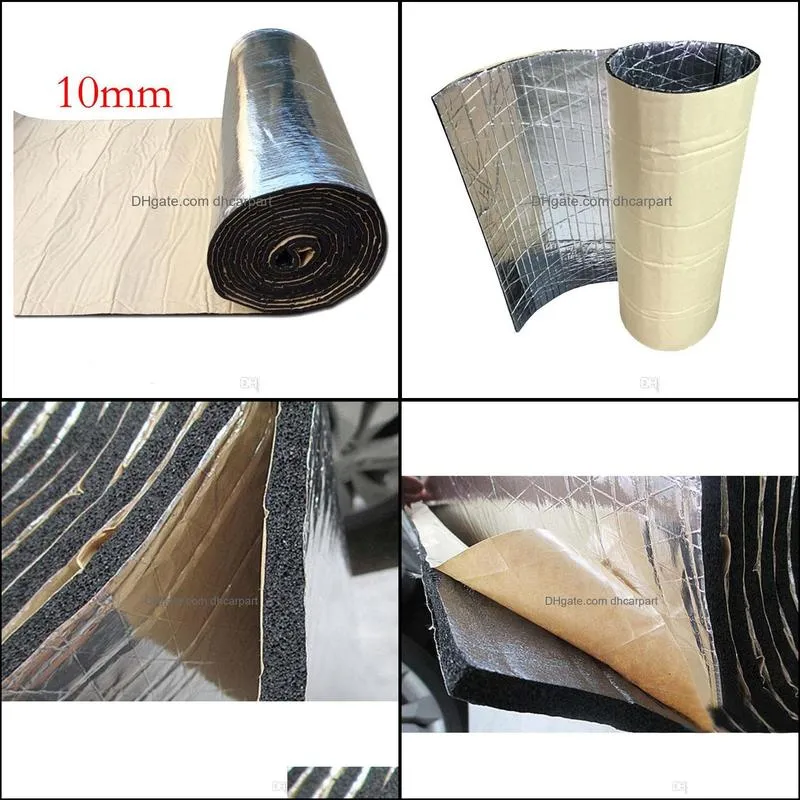 2 roll 100x50cm car noise sound proofing deadening insulation heat 10mm foam glass fibre auto interior accessories