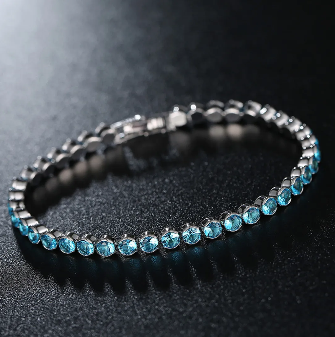 4mm cubic zirconia tennis bracelets for women girls white green blue black iced out chain crystal charm bracelets