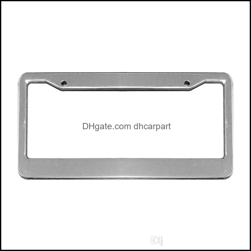 2pcs silver chrome stainless steel frames metal license plate frame tag cover with screw caps car styling