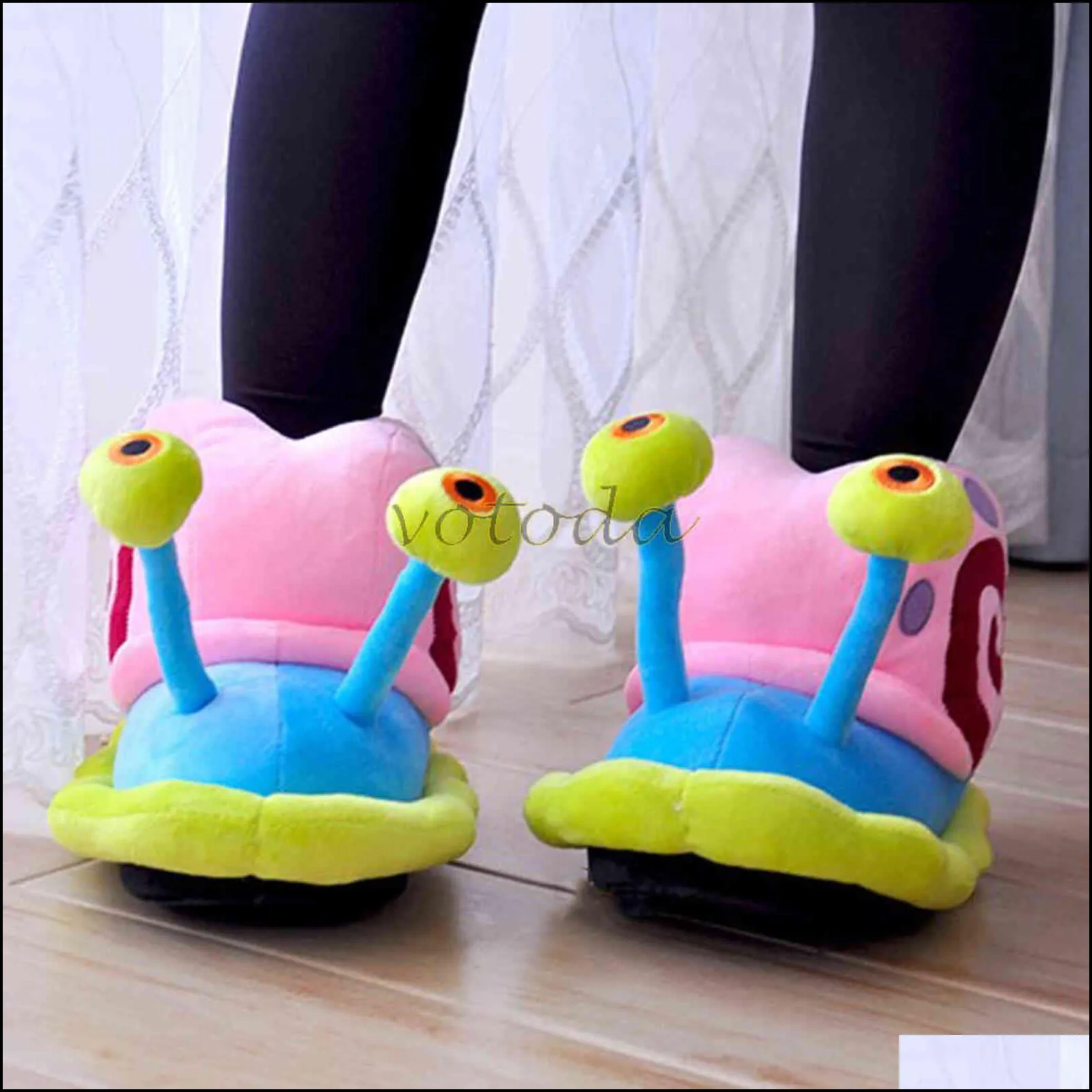 slippers home plush shoes flat slides cotton slipper flop winter cartoon women funny cute snail indoor cozy furry warm